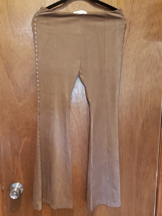 Shyanne Other - New Shyanne Brown Suede-Feel Flare Pants With Studs